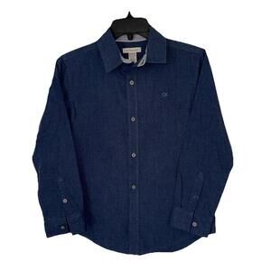 Calvin Klein Kids Blue Denim Long Sleeve Dress Shirt Button Down Size 10-12